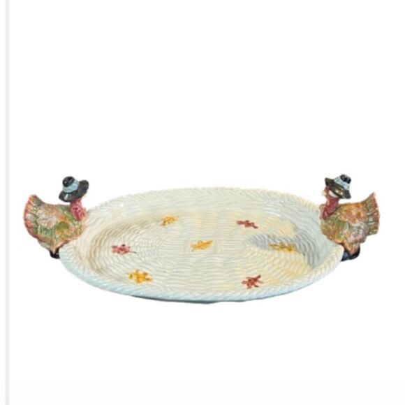 Fitz & Floyd 1990 pilgrims progress thanksgiving serving tray - Picture 1 of 16